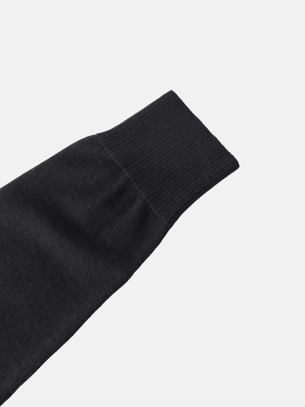 Asymmetrical Button Collar Sweater - Black