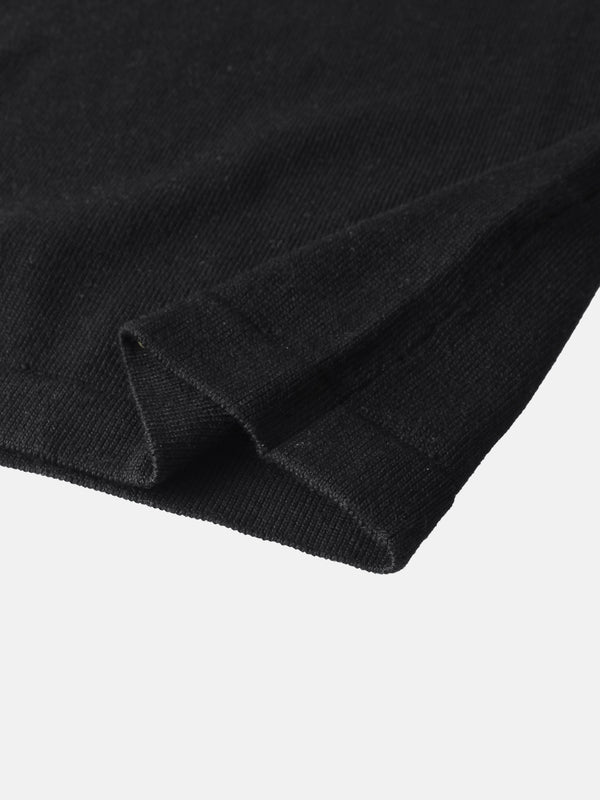 Asymmetrical Button Collar Sweater - Black