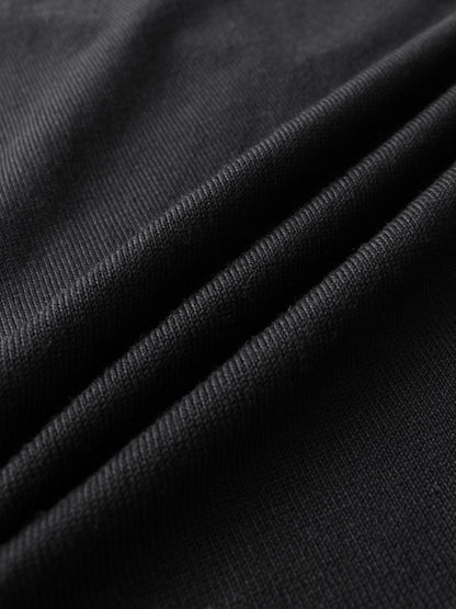 Asymmetrical Button Collar Sweater - Black