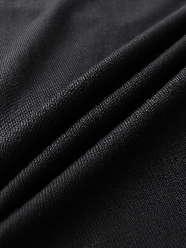 Asymmetrical Button Collar Sweater - Black