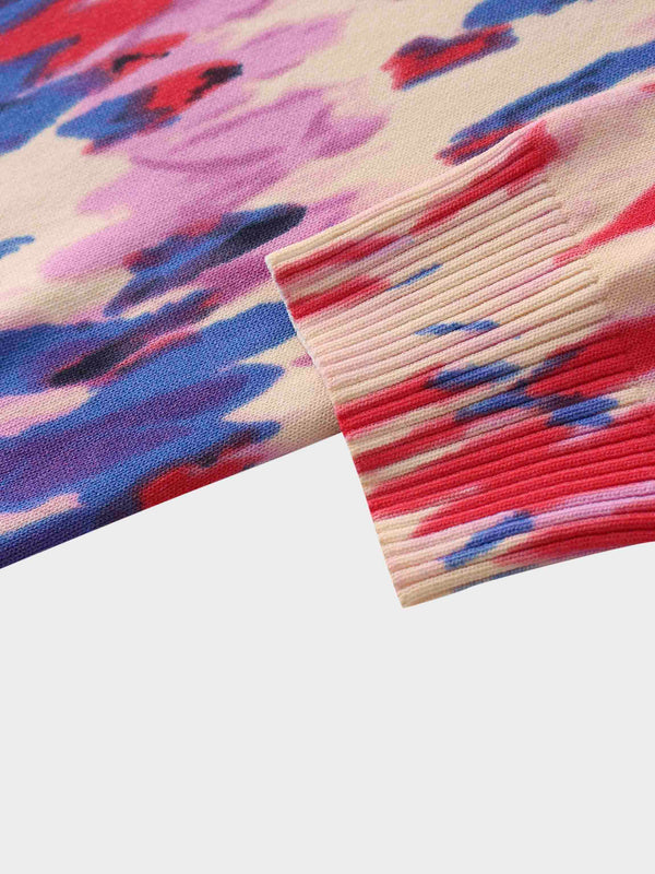 Buttoned Cardigan-Pink Watercolor