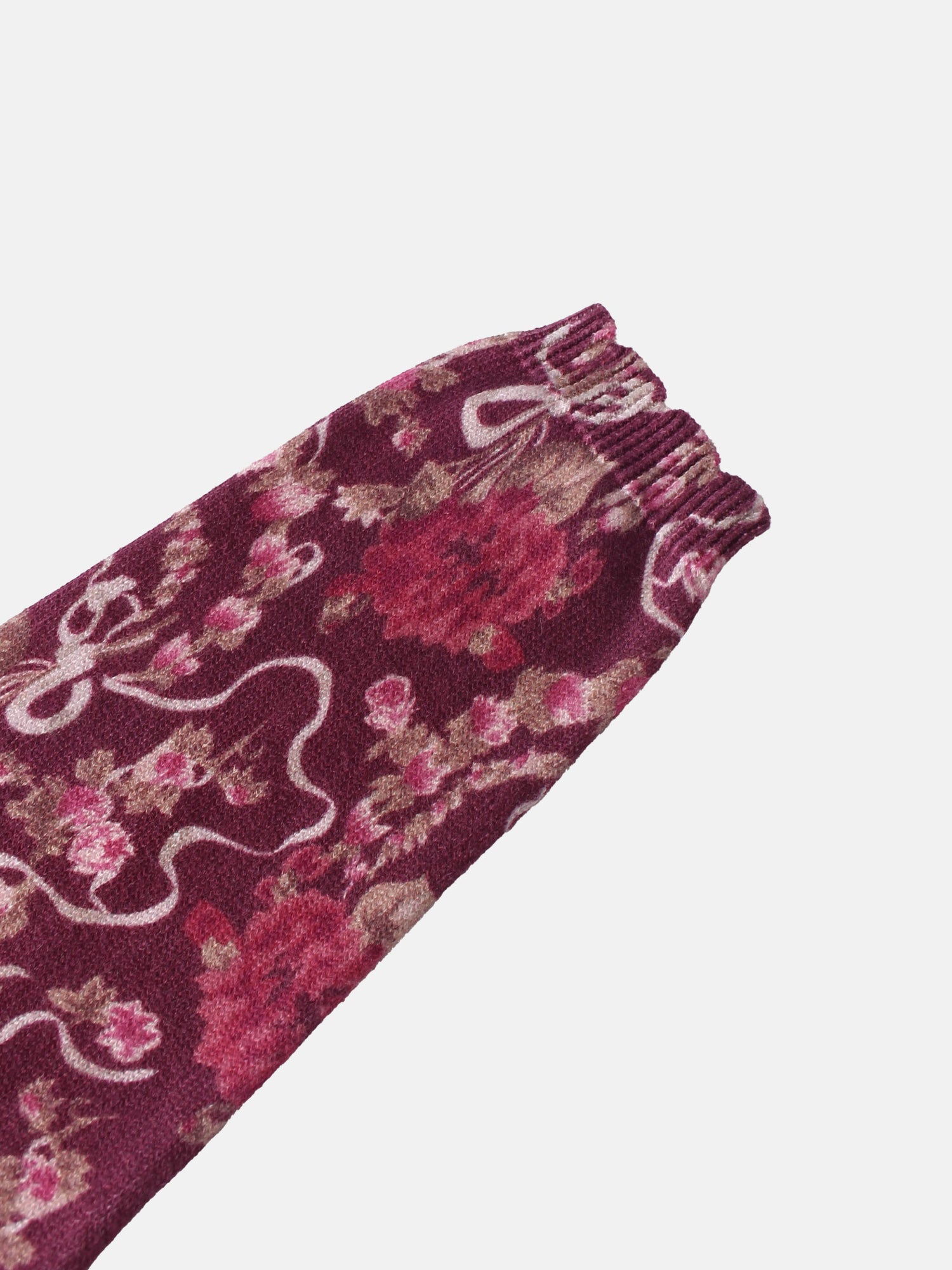 Double Ruffle Sweater - Burgundy Floral