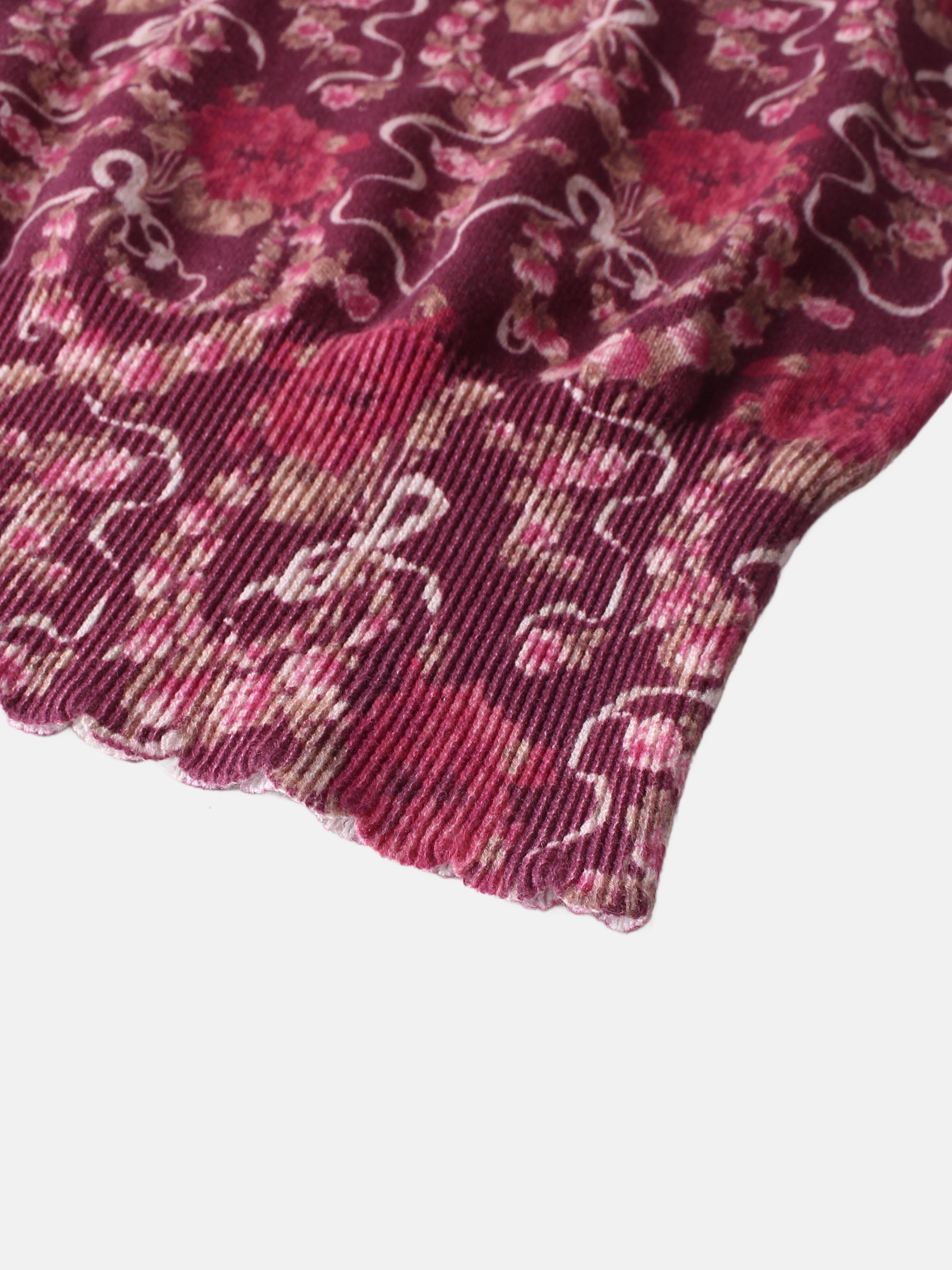 Double Ruffle Sweater - Burgundy Floral