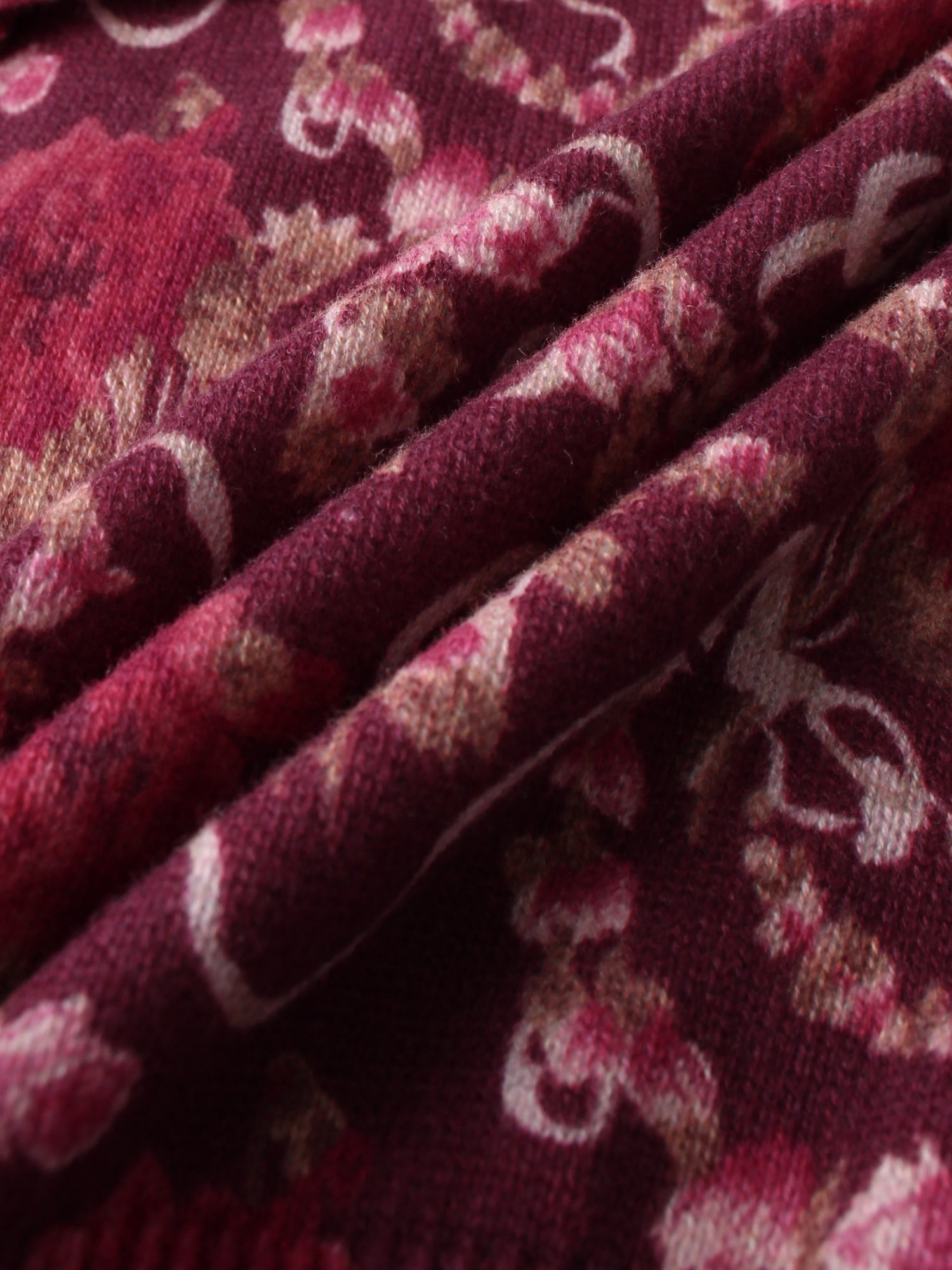 Double Ruffle Sweater - Burgundy Floral