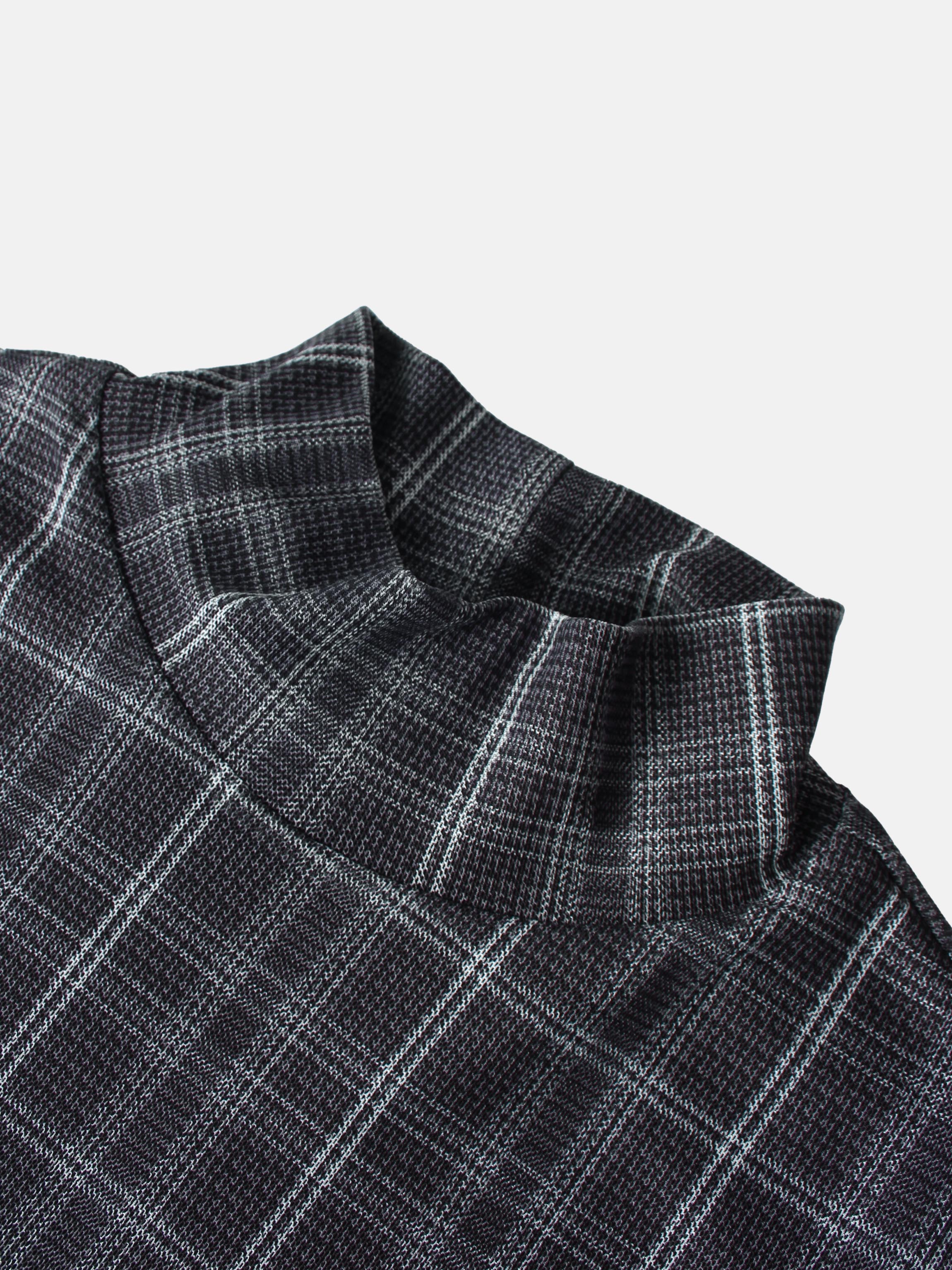 Mesh Plaid Turtleneck - Grey Plaid
