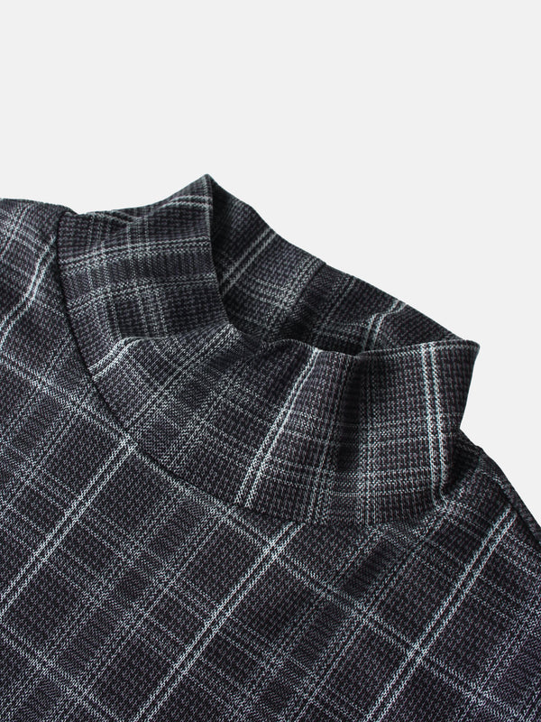 Mesh Plaid Turtleneck - Grey Plaid