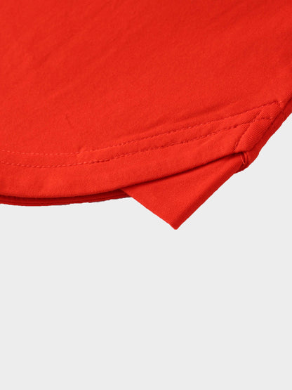 Oversized Rounded Hem T-Shirt-Orange