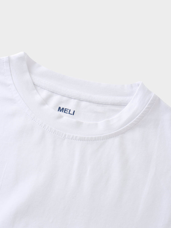 Oversized Rounded Hem T-Shirt-White