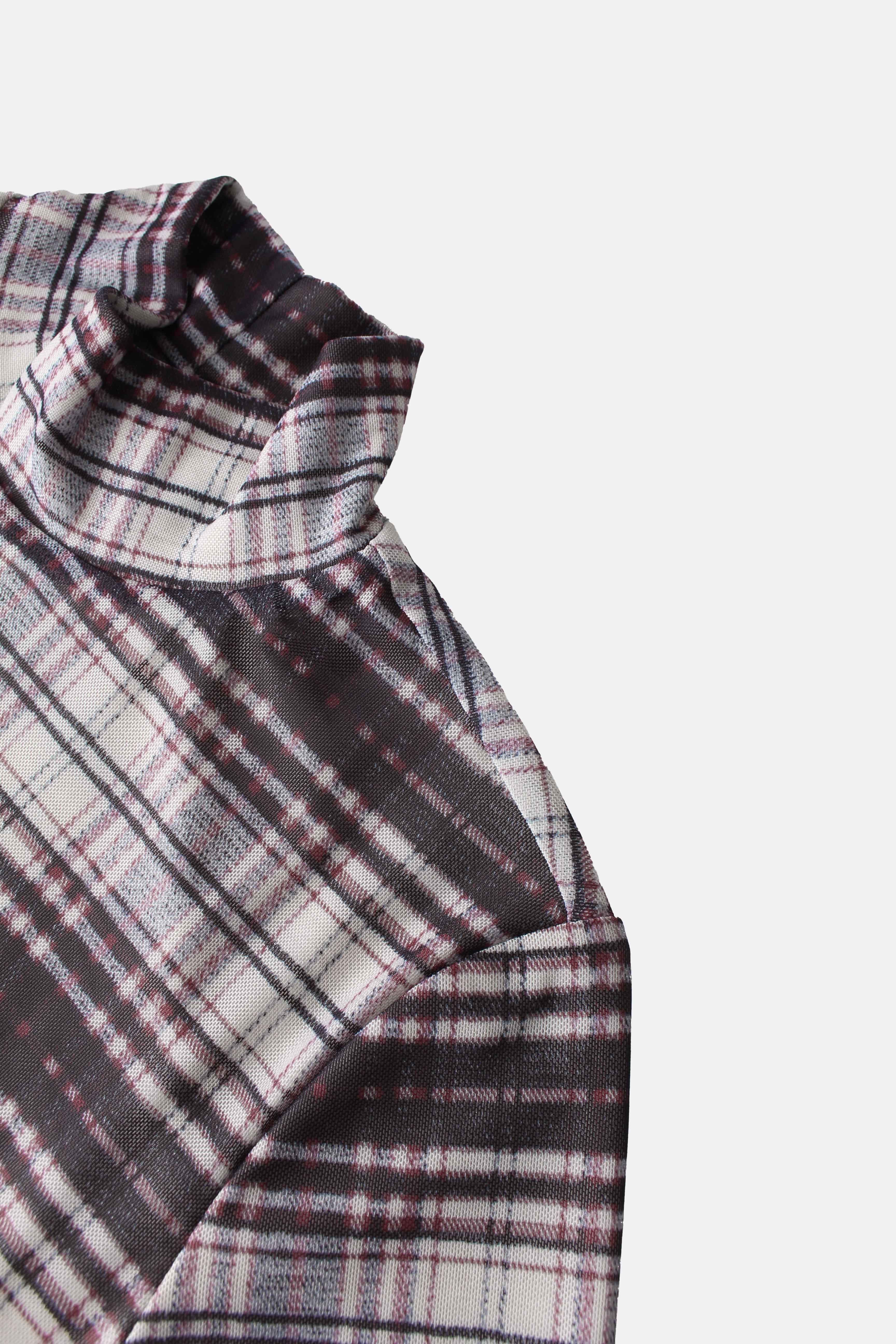 Mesh Plaid Turtleneck - Red Plaid