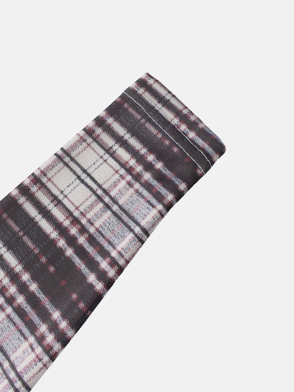 Mesh Plaid Turtleneck - Red Plaid