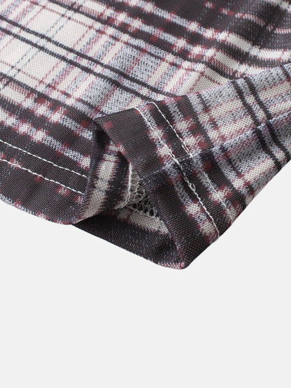 Mesh Plaid Turtleneck - Red Plaid