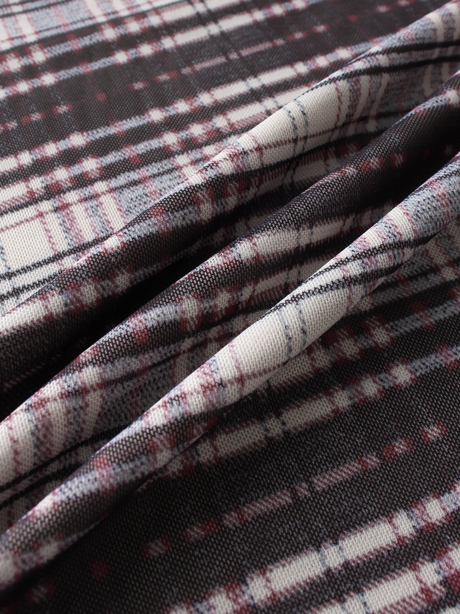 Mesh Plaid Turtleneck - Red Plaid
