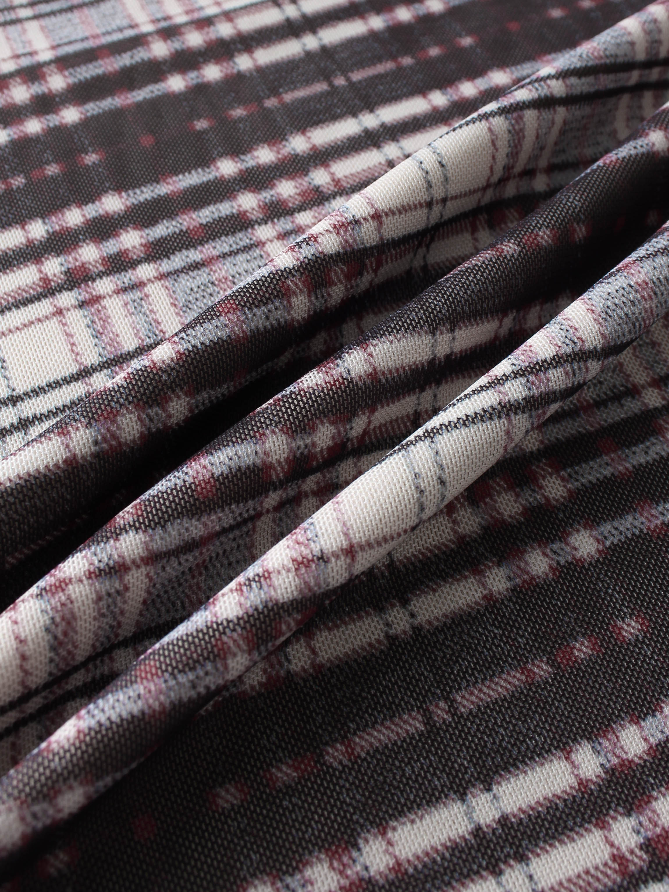 Mesh Plaid Turtleneck - Red Plaid