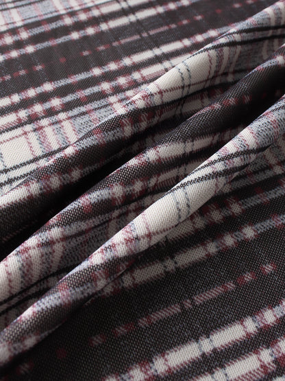 Mesh Plaid Turtleneck - Red Plaid