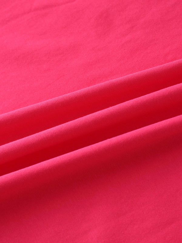 Oversized Rounded Hem T-Shirt-Hot Pink