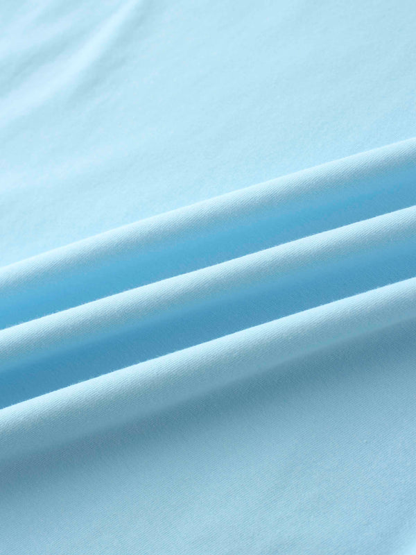 Oversized Rounded Hem T-Shirt-Sky Blue