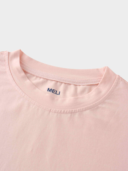 Oversized Rounded Hem T-Shirt-Perfect Pink