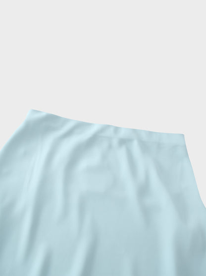 Crepe Slip Skirt-Sky Blue
