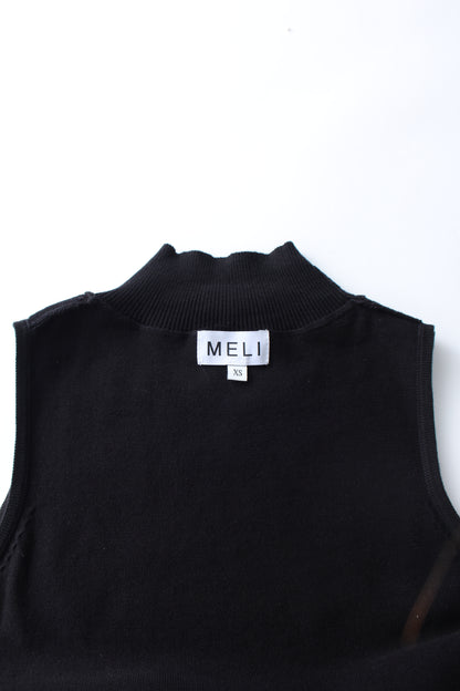 Mock Neck Sleeveless Dress - Black