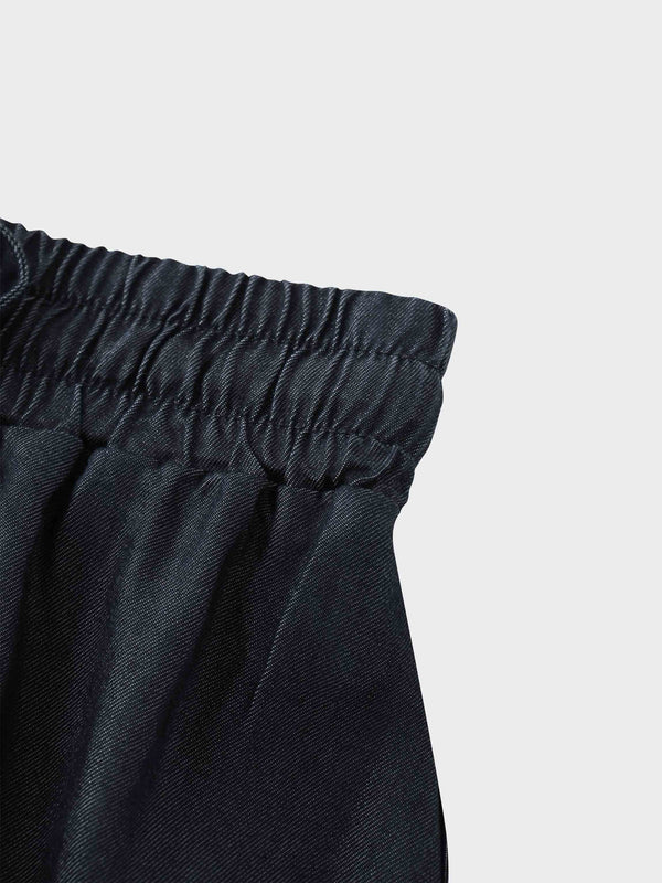 Drawstring Circle Skirt-Dark Blue Denim
