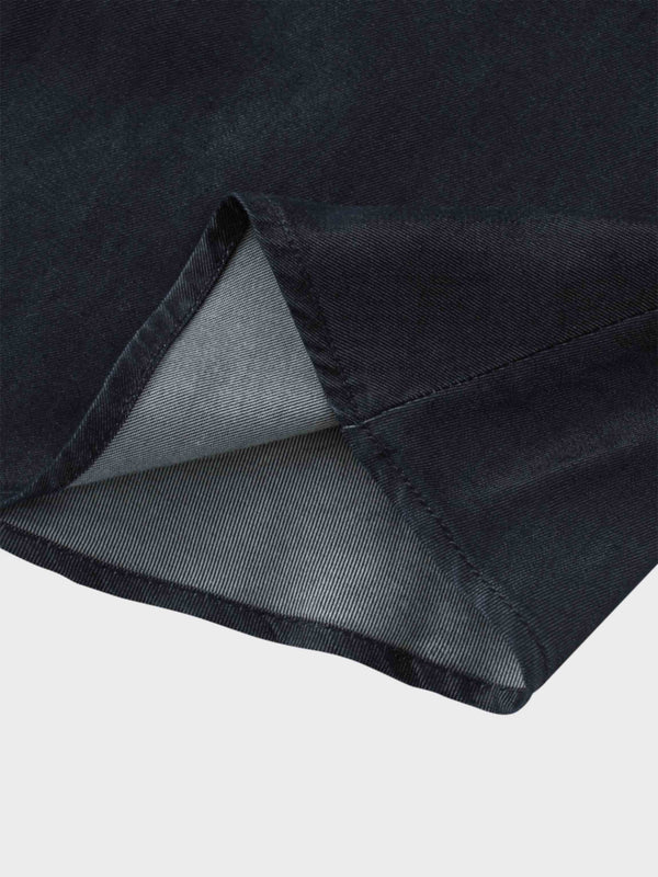 Drawstring Circle Skirt-Dark Blue Denim