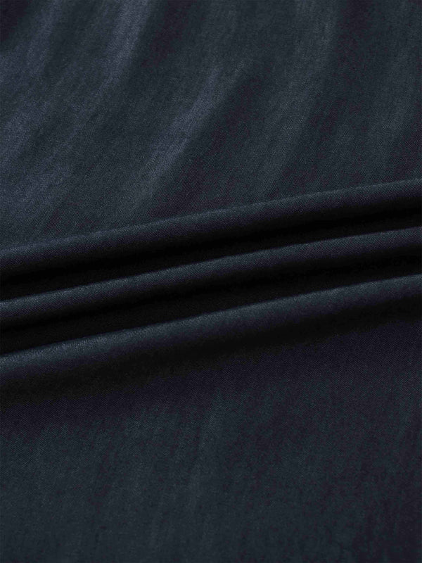 Drawstring Circle Skirt-Dark Blue Denim