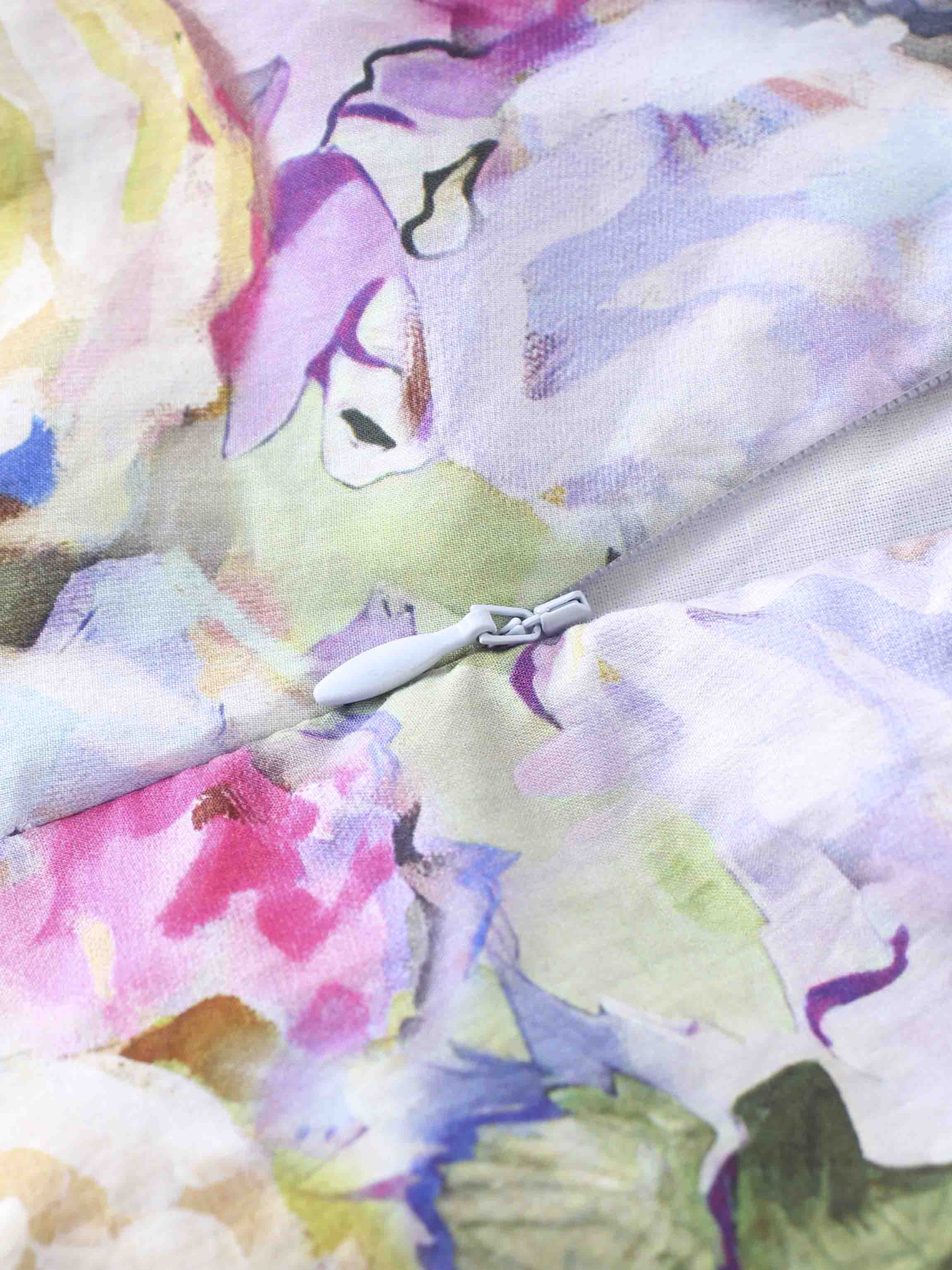 Yoke Floral Skirt-Pink/Purple