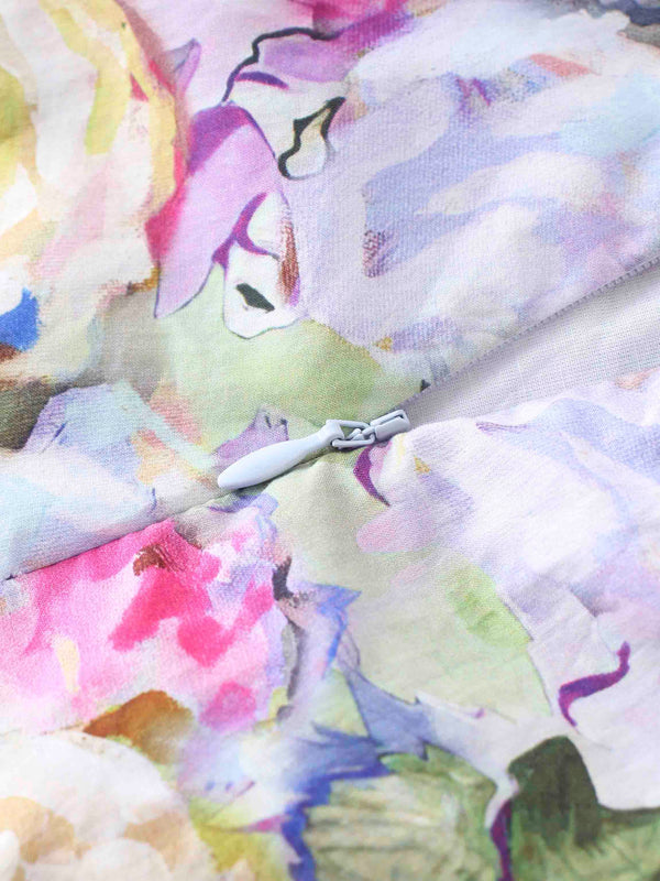 Yoke Floral Skirt-Pink/Purple