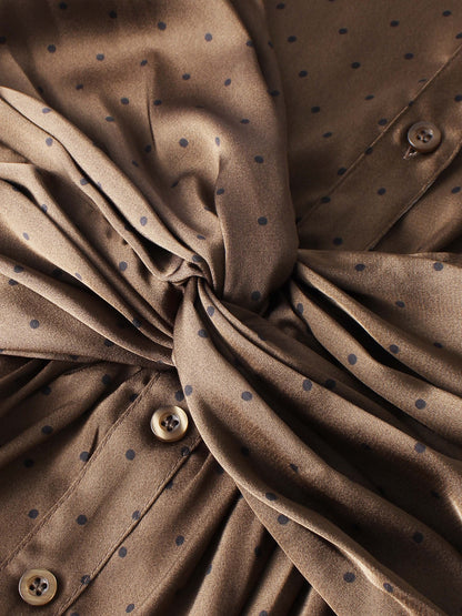 Waist Knot Maxi Shirtdress - Dark Brown