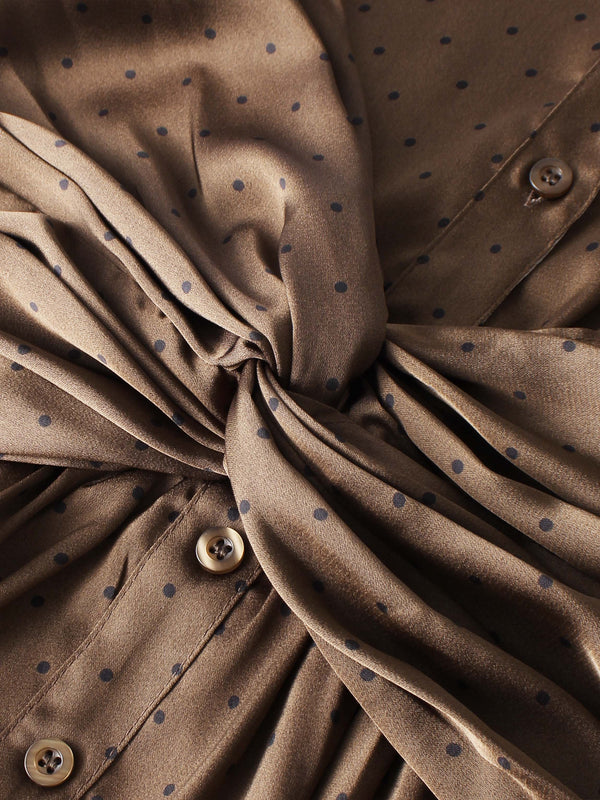 Waist Knot Maxi Shirtdress - Dark Brown