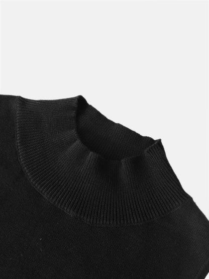 Mock Neck Sleeveless Dress - Black