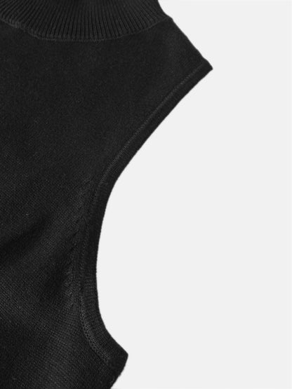 Mock Neck Sleeveless Dress - Black
