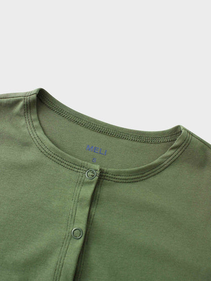 Basic T-Shirt Cropped Cardigan-Olive