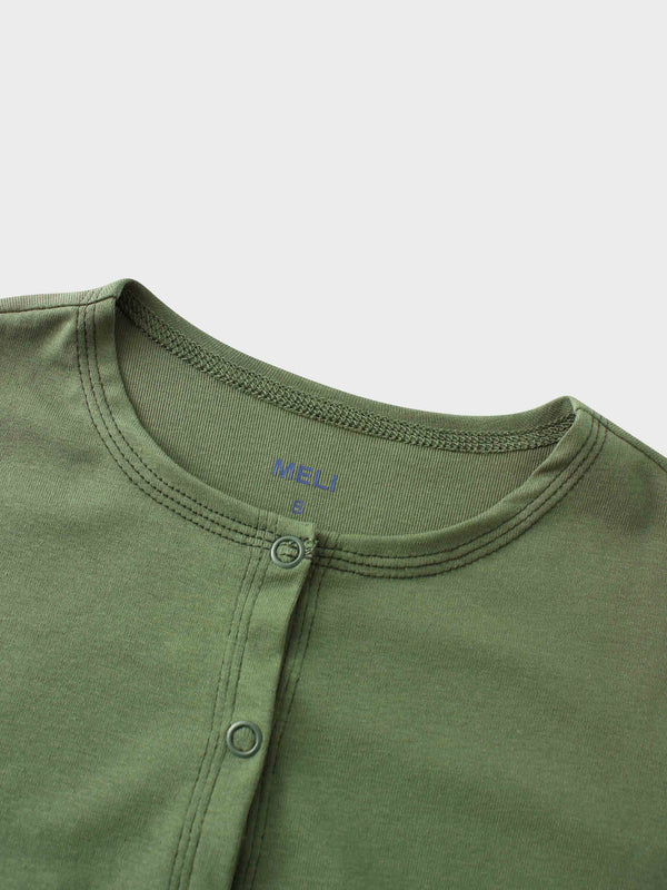 Basic T-Shirt Cropped Cardigan-Olive