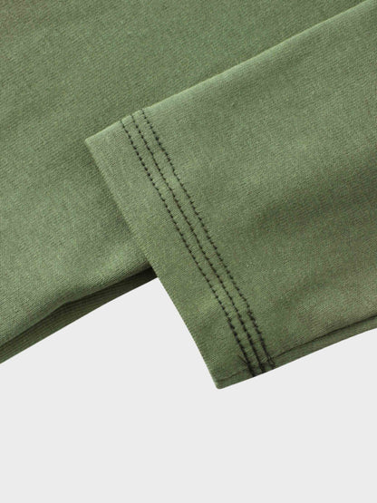 Basic T-Shirt Cropped Cardigan-Olive