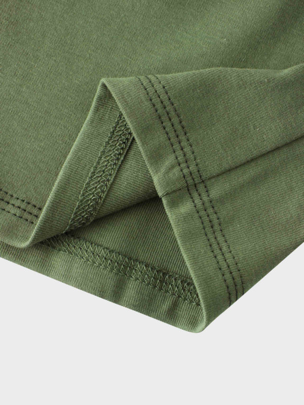 Basic T-Shirt Cropped Cardigan-Olive