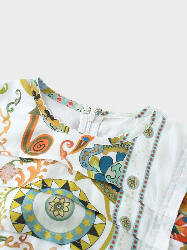 Smocked Waist Dress-Oriental Paisley