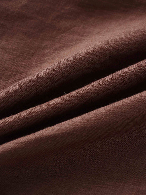 Linen A-Line Slip Dress-Brown