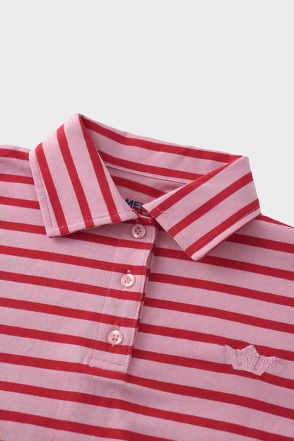 Collared Bomber Tee-Pink/Raspberry