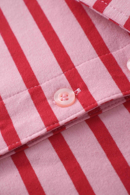 Collared Bomber Tee-Pink/Raspberry