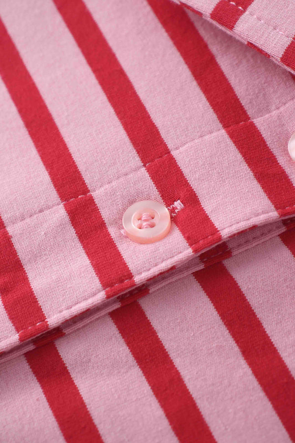 Collared Bomber Tee-Pink/Raspberry