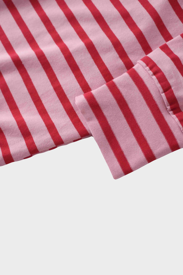 Collared Bomber Tee-Pink/Raspberry