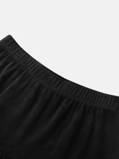Velour Yoke Circle Skirt - Black
