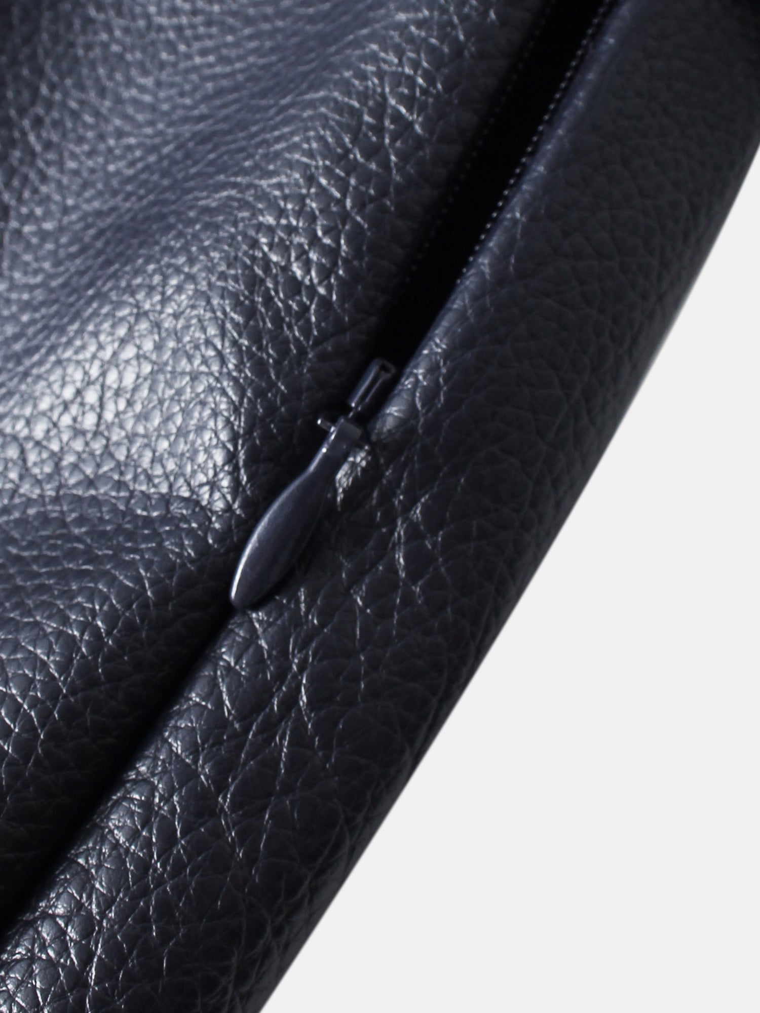 Textured Faux Leather Seam Skirt - Navy