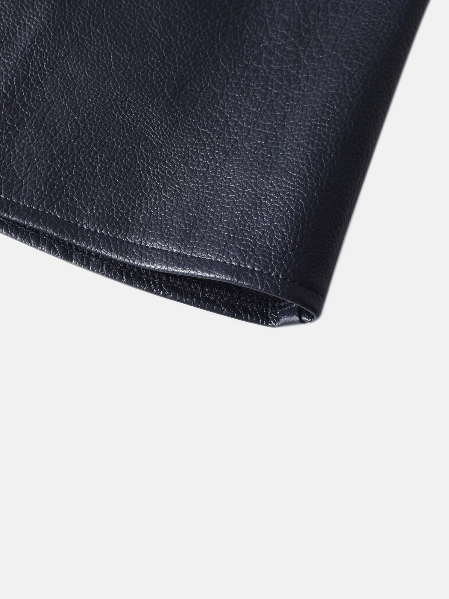 Textured Faux Leather Seam Skirt - Navy