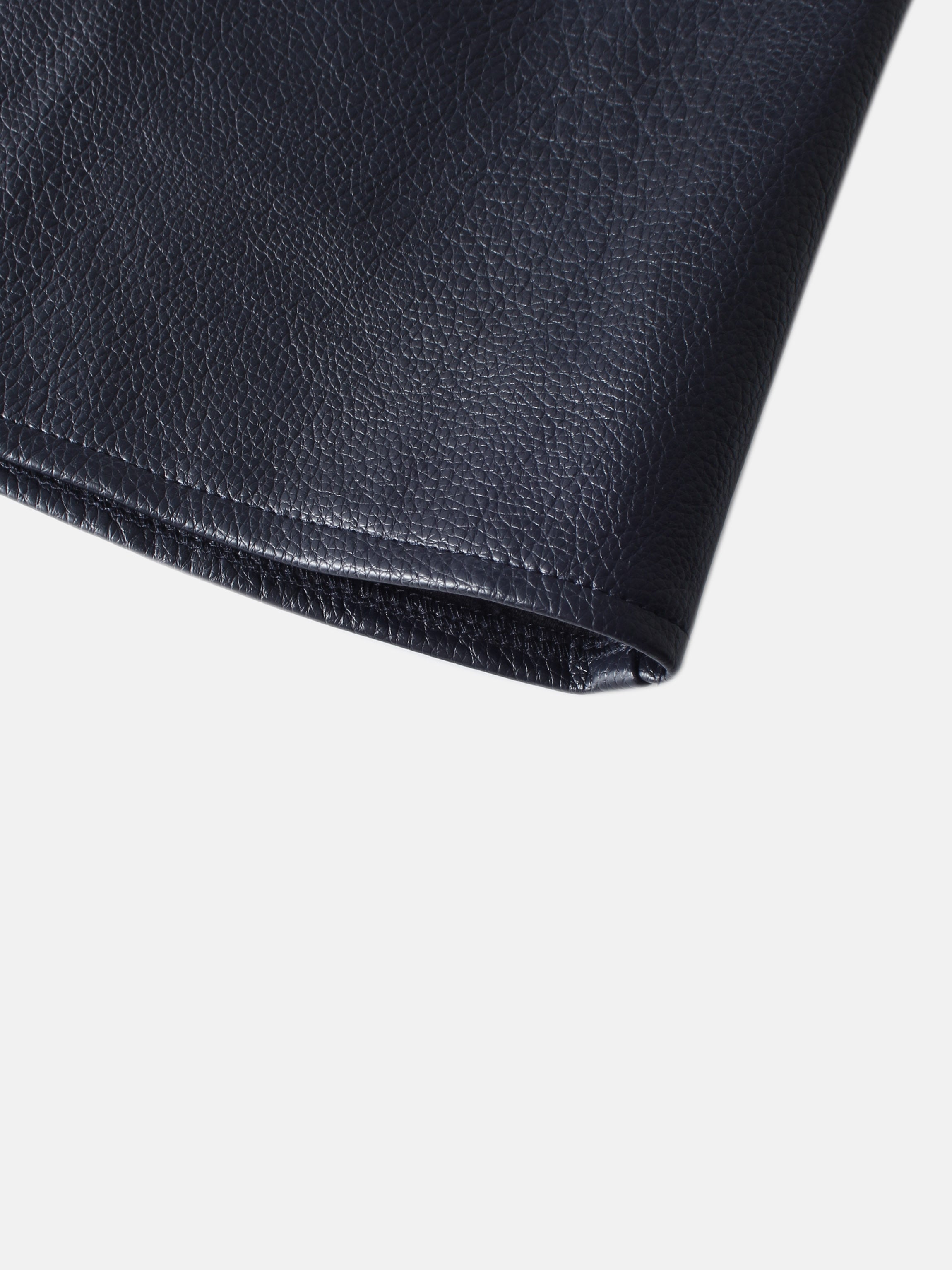 Textured Faux Leather Seam Skirt - Navy