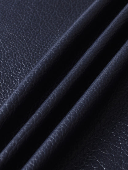 Textured Faux Leather Seam Skirt - Navy