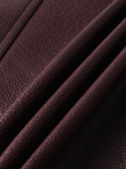 Textured Faux Leather Seam Skirt - Burgundy