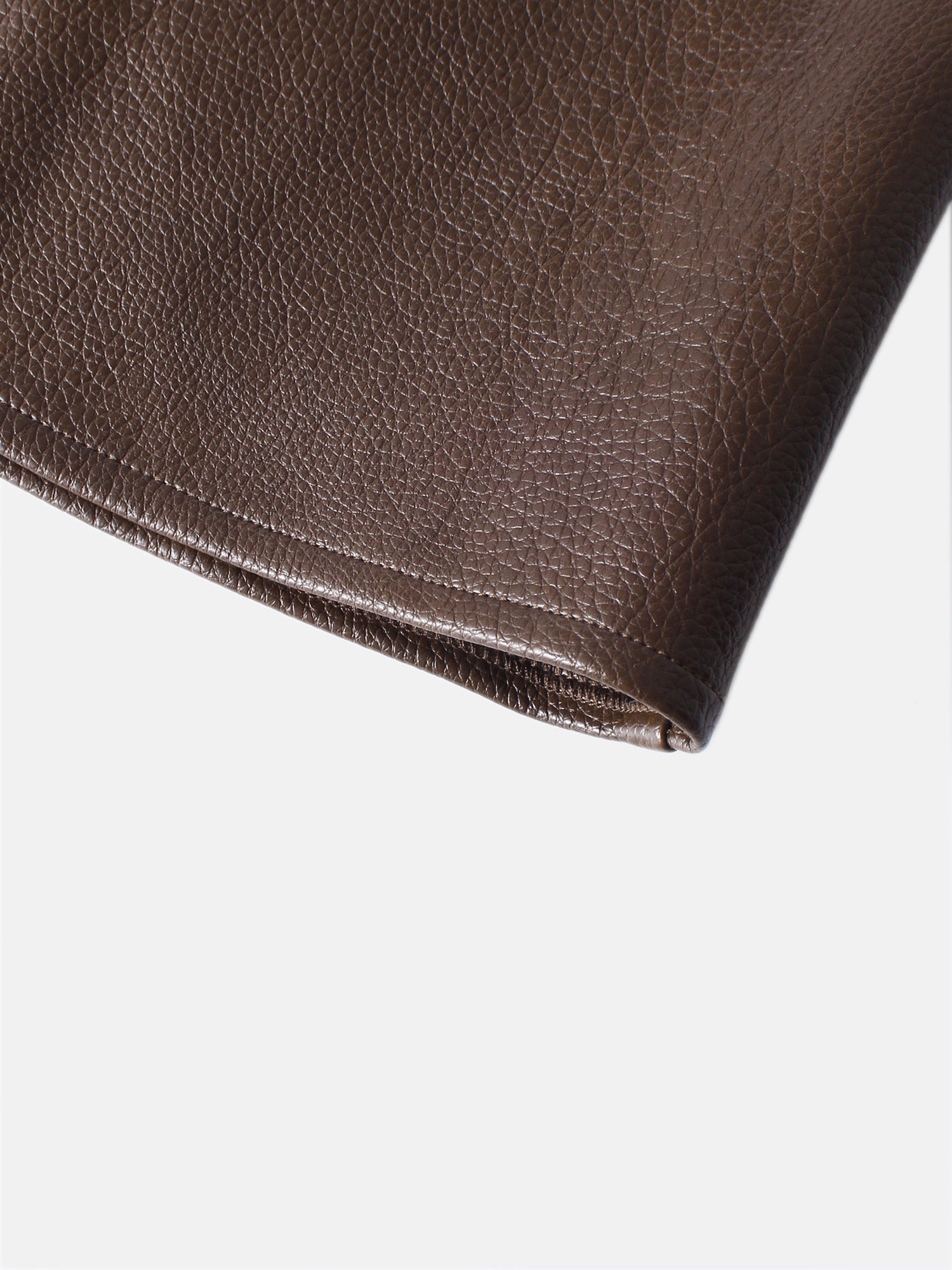 Textured Faux Leather Seam Skirt - Brown