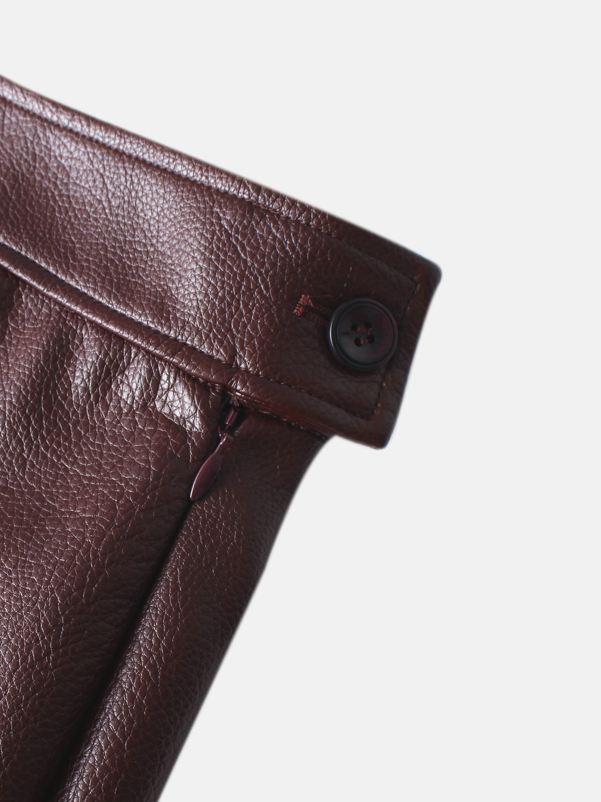 Textured Faux Leather Seam Skirt - Burgundy